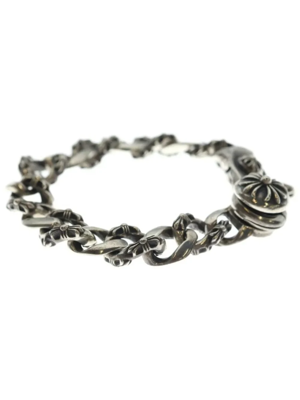 Chrome Hearts Fncy Chn Lnk Fancy Link Clip Bracelet 15 Links Silver